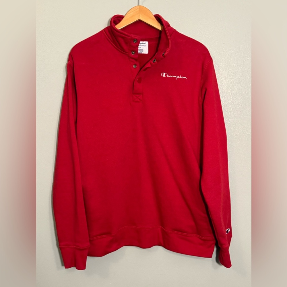 Champion Quarter Botton Pullover Sweatshirt Large